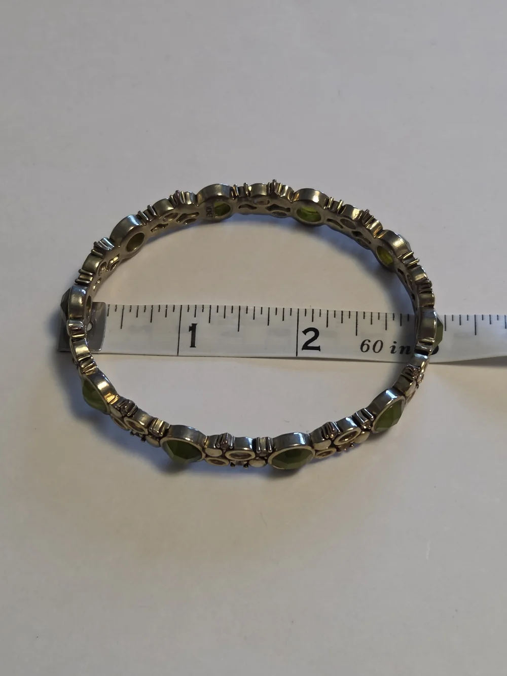 Vtg Monet Green Faceted Stones w Gold-Tone & Golden Rhinestone Accents Bracelet